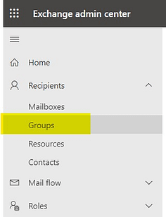 Locate Group in Exchange Admin center