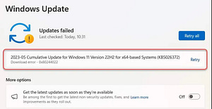 Windows update error